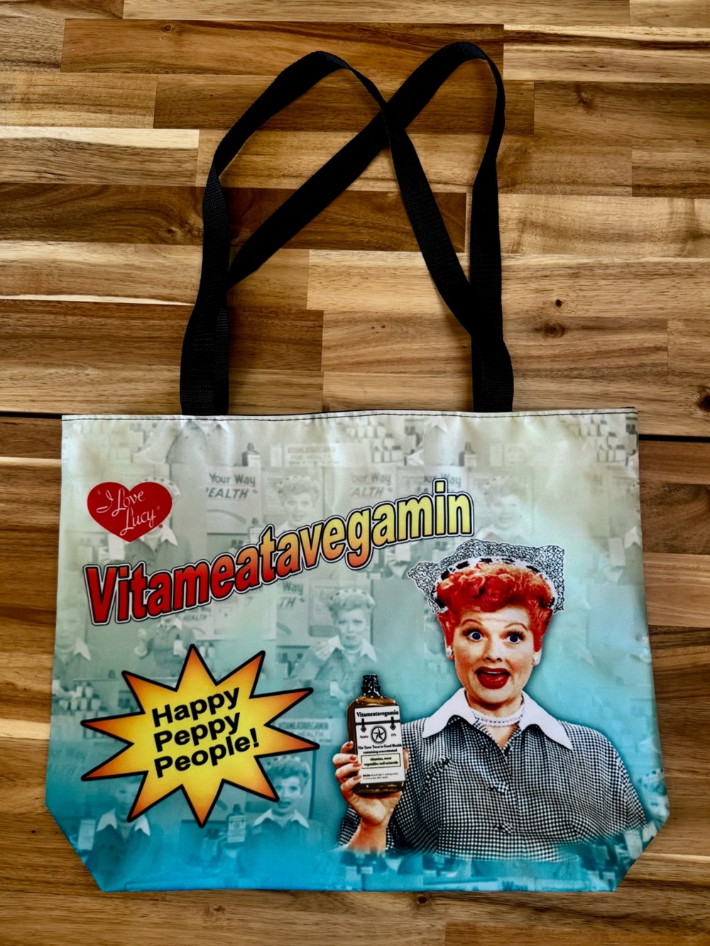 I Love Lucy Vitameatavegamin Happy Peppy People Zip Tote Bag